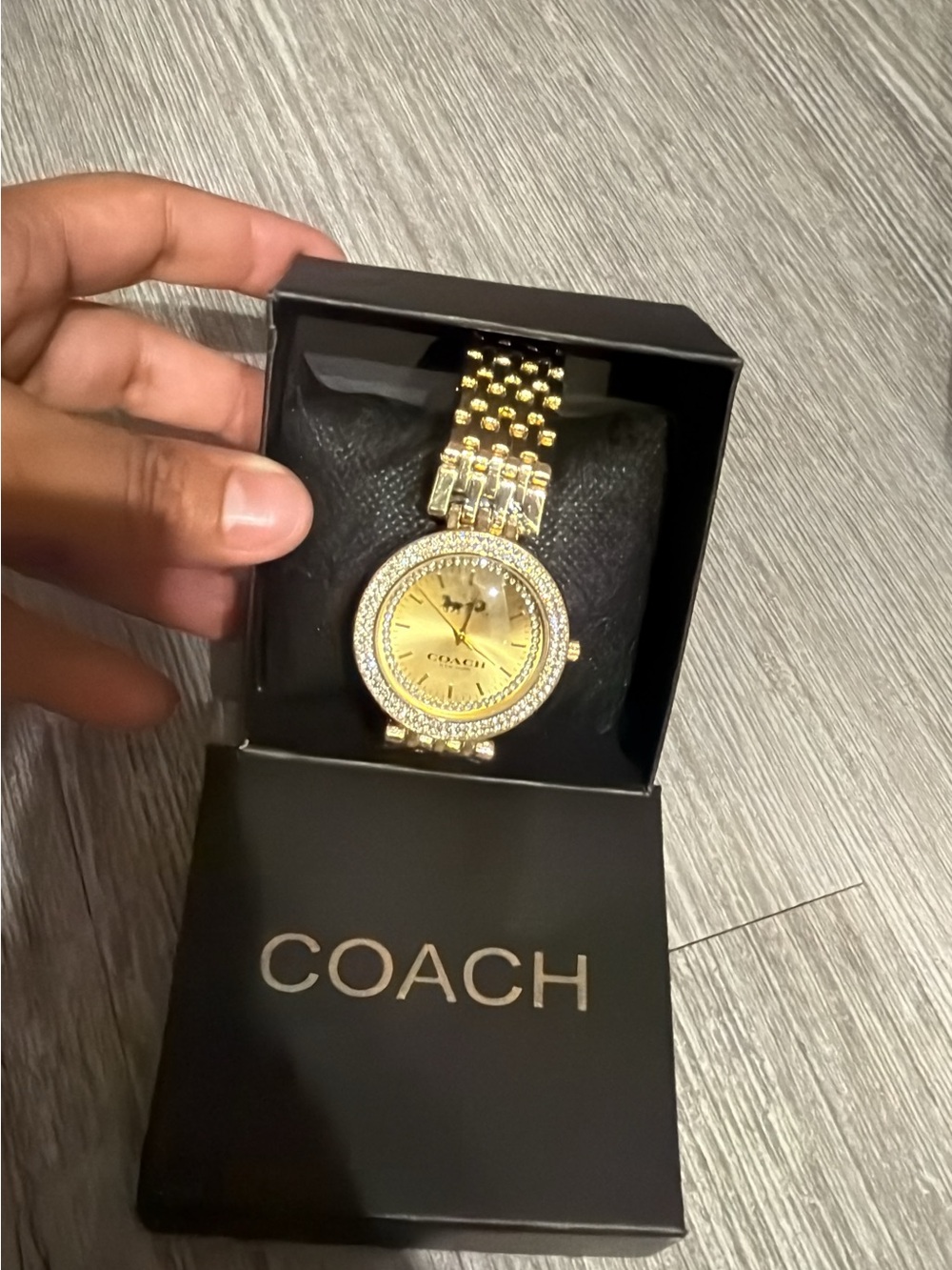 Coach Gold-Tone Crystal Accent Bracelet Watch